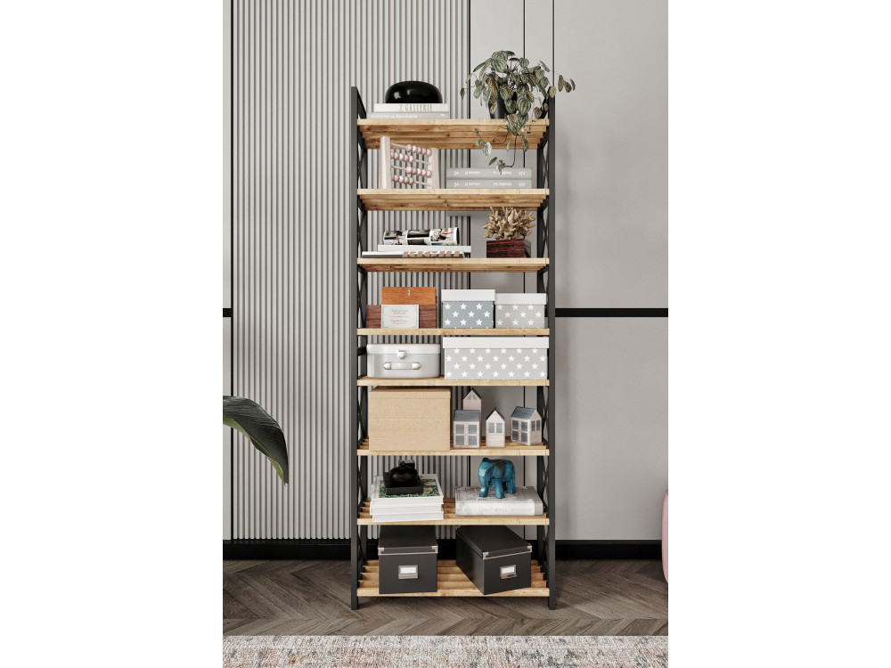 Bücherregal aus Holz "Plastic" - 46 x 18 x 128 cm - Schwarz