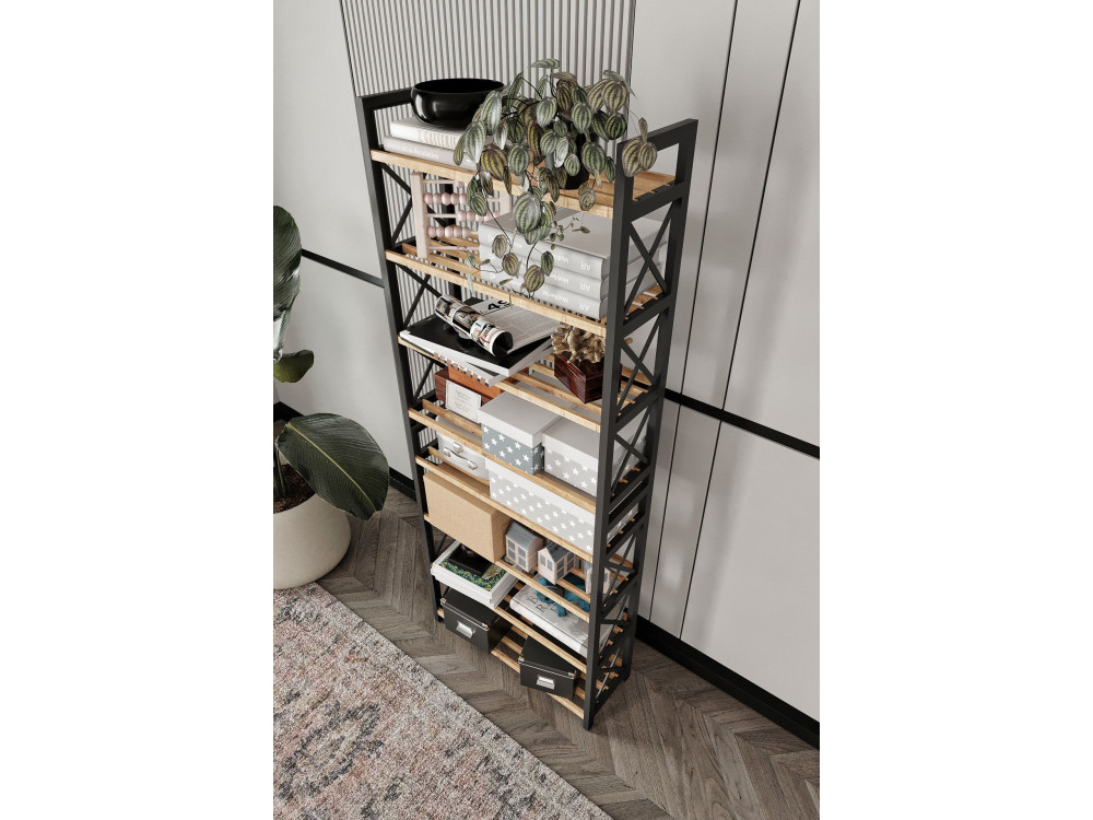 Bücherregal aus Holz "Plastic" - 46 x 18 x 128 cm - Schwarz