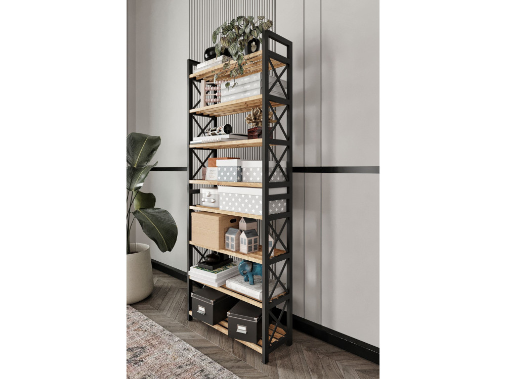 Bücherregal aus Holz "Plastic" - 46 x 18 x 128 cm - Schwarz