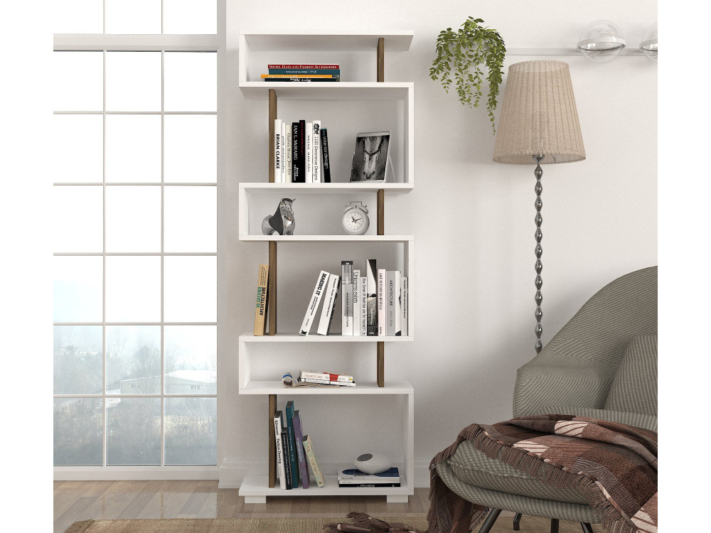 Holz Bücherregal "Blok" - 60 x 19 x 165 cm - Braun