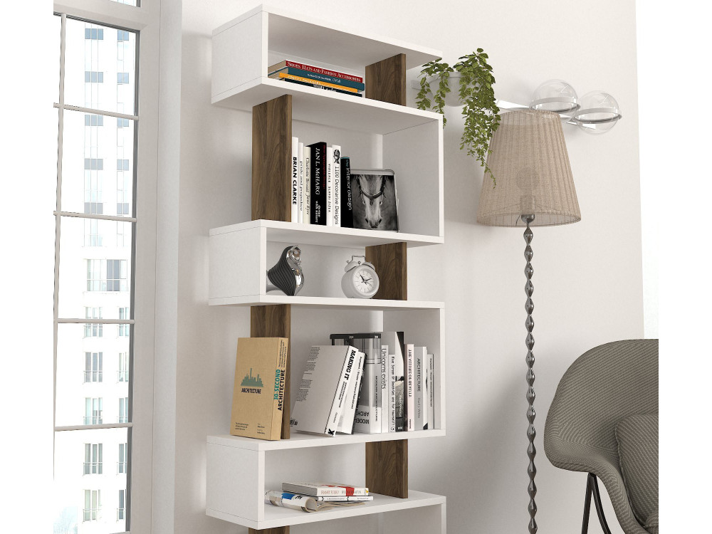 Holz Bücherregal "Blok" - 60 x 19 x 165 cm - Braun