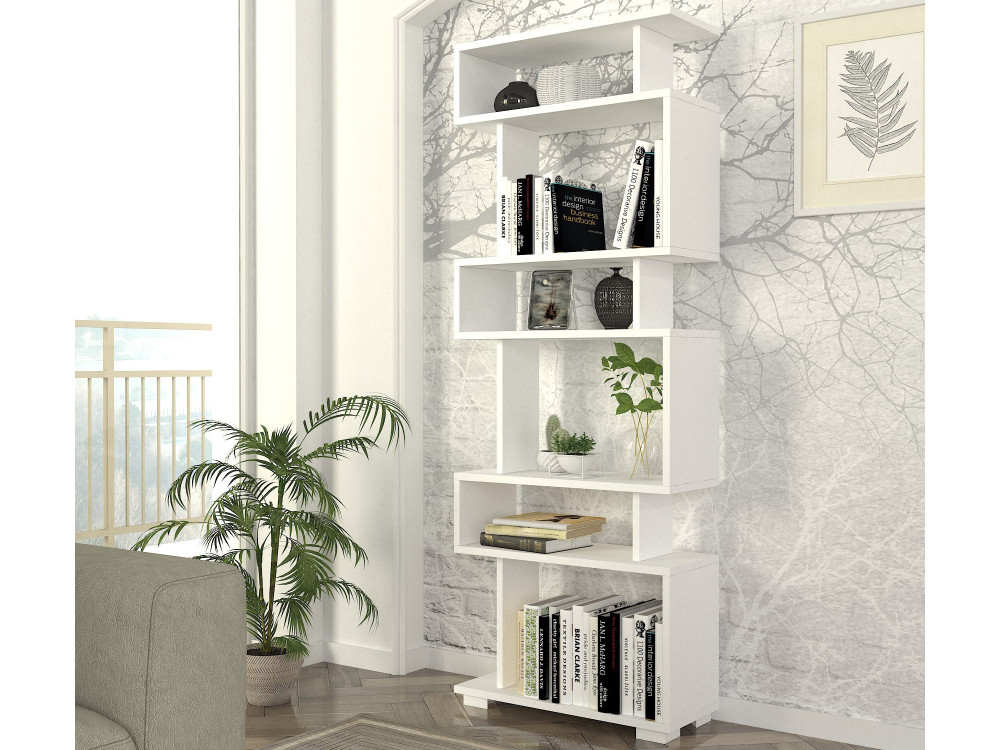 Holz Bücherregal "Blok" - 60 x 19 x 165 cm - Weiß