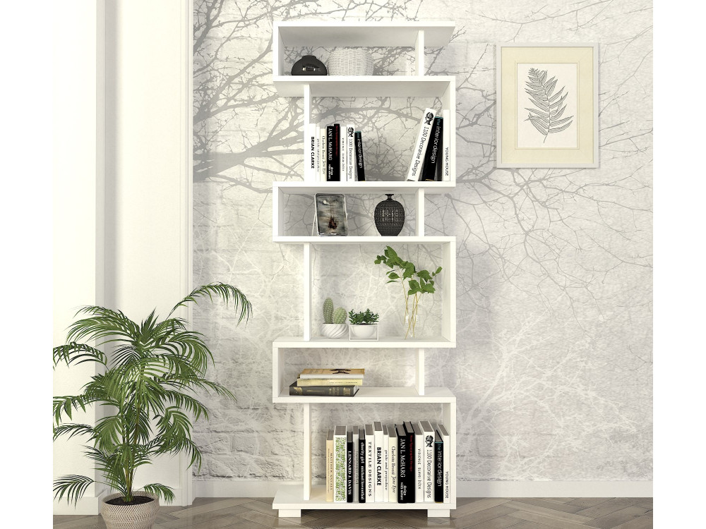 Holz Bücherregal "Blok" - 60 x 19 x 165 cm - Weiß
