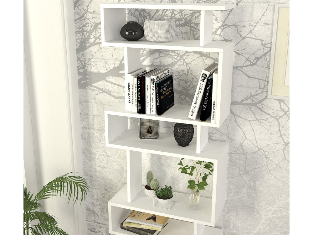 Holz Bücherregal "Blok" - 60 x 19 x 165 cm - Weiß