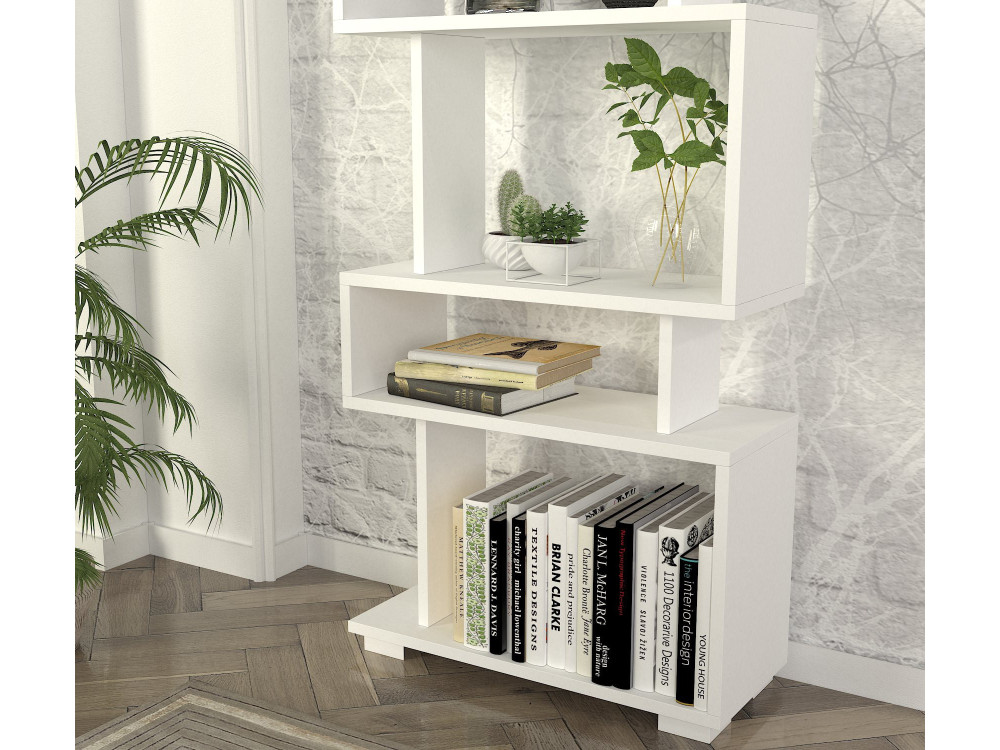 Holz Bücherregal "Blok" - 60 x 19 x 165 cm - Weiß