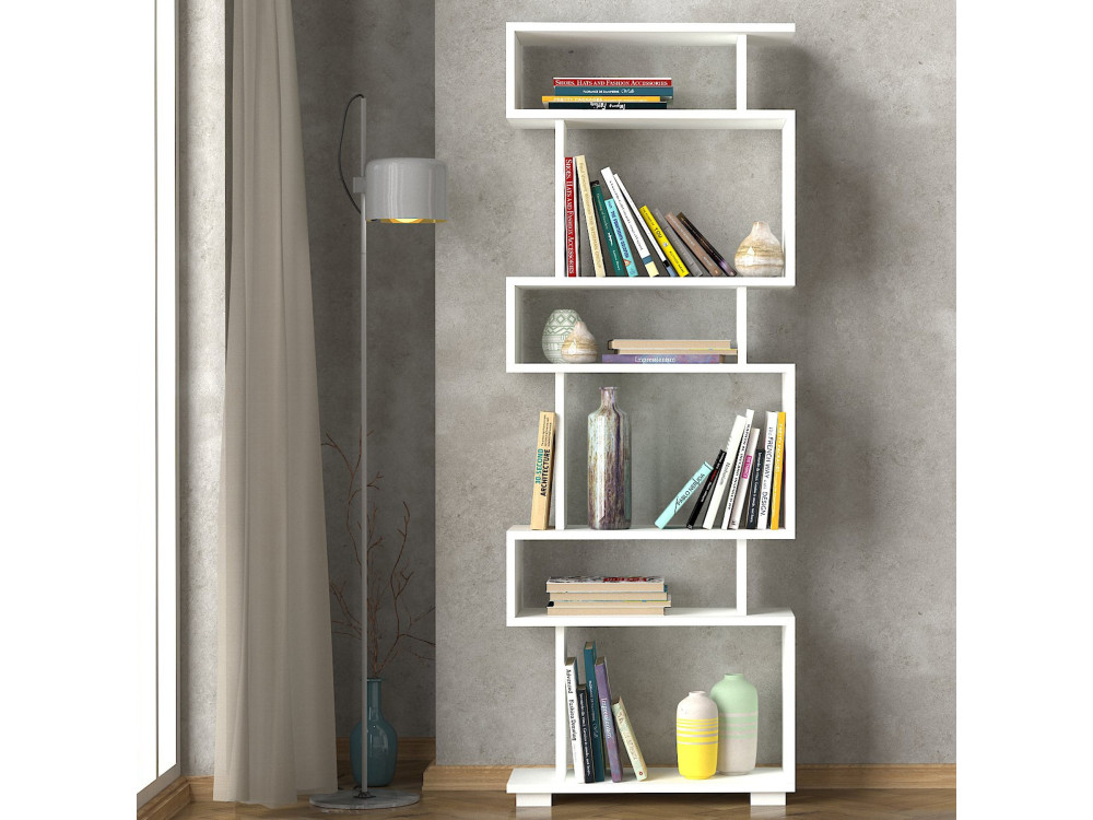 Holz Bücherregal "Blok" - 60 x 19 x 165 cm - Weiß