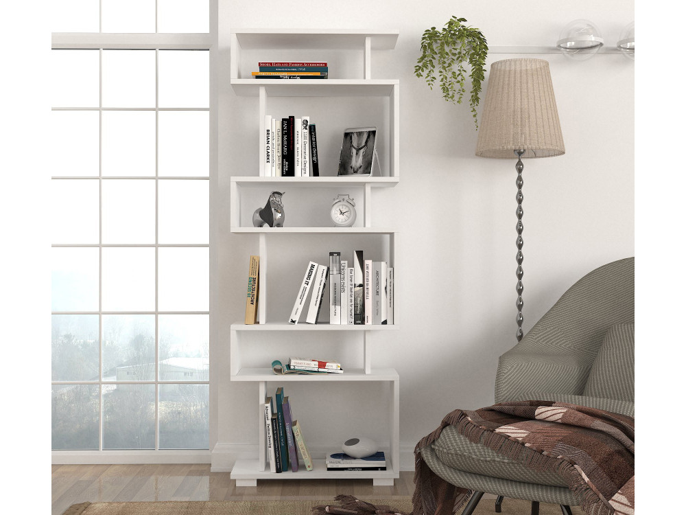 Holz Bücherregal "Blok" - 60 x 19 x 165 cm - Weiß