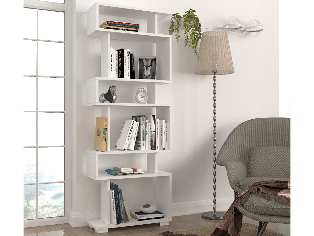 Holz Bücherregal "Blok" - 60 x 19 x 165 cm - Weiß