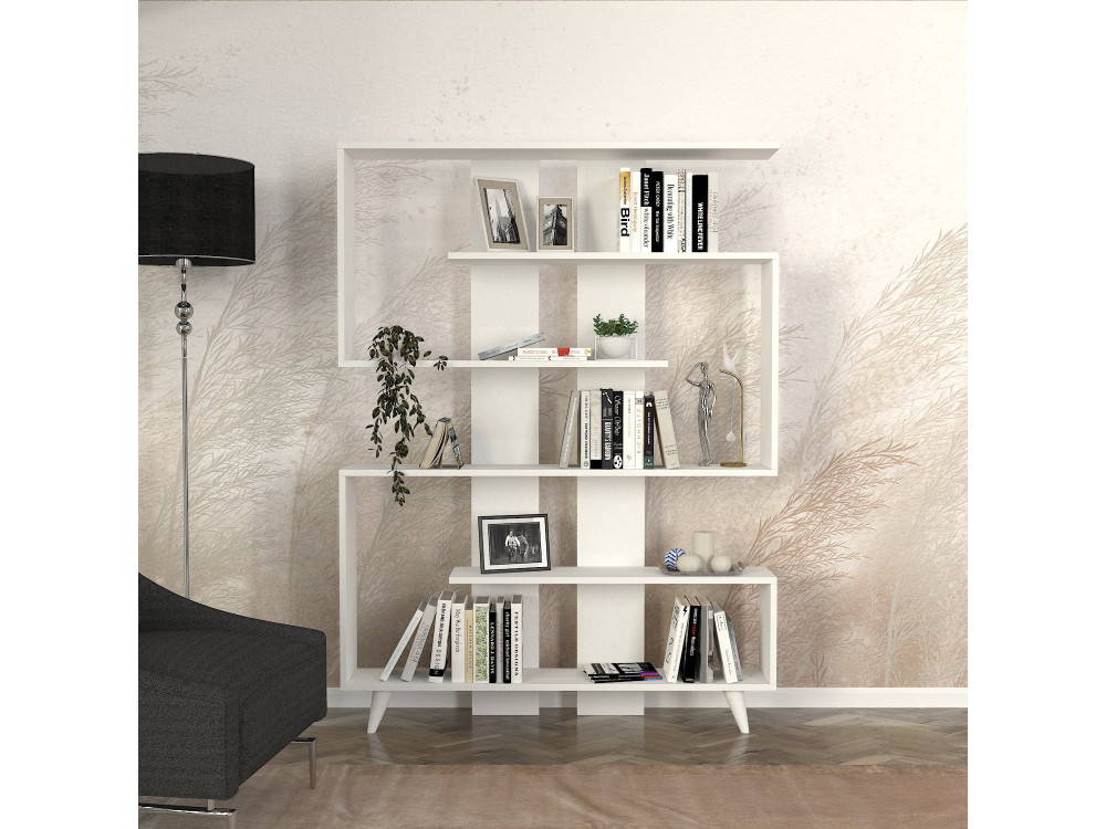 Holz Bücherregal "Rain" - 120 x 20 x 162 cm - Weiß