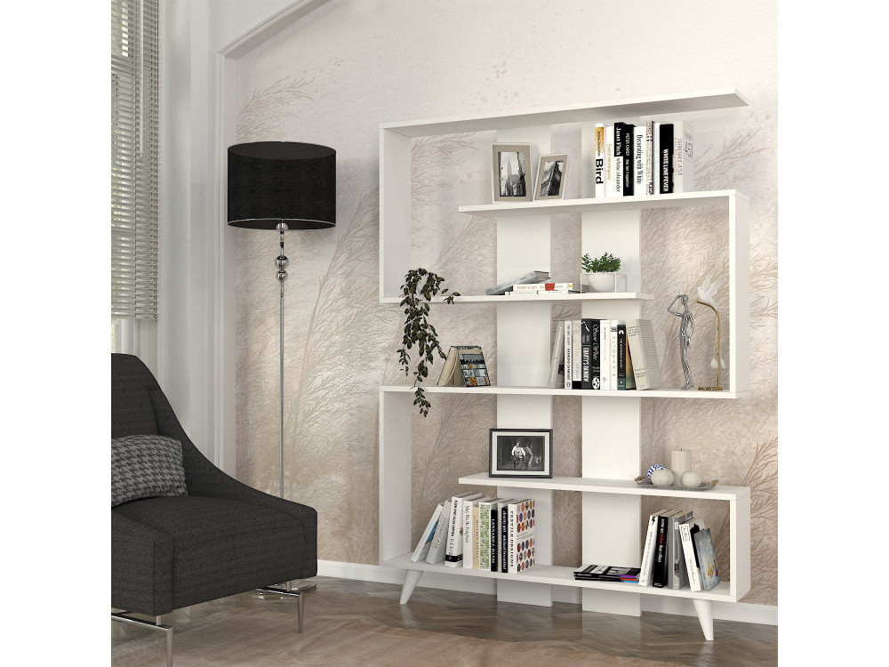 Holz Bücherregal "Rain" - 120 x 20 x 162 cm - Weiß