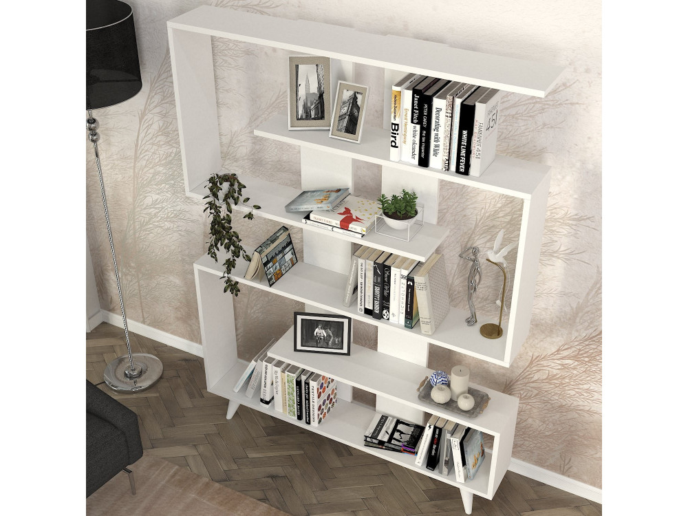 Holz Bücherregal "Rain" - 120 x 20 x 162 cm - Weiß