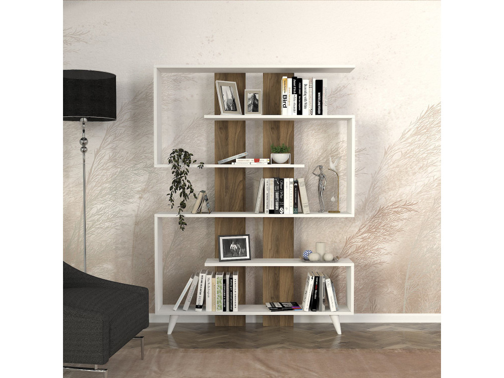 Holz Bücherregal "Rain" - 120 x 20 x 162 cm - Braun