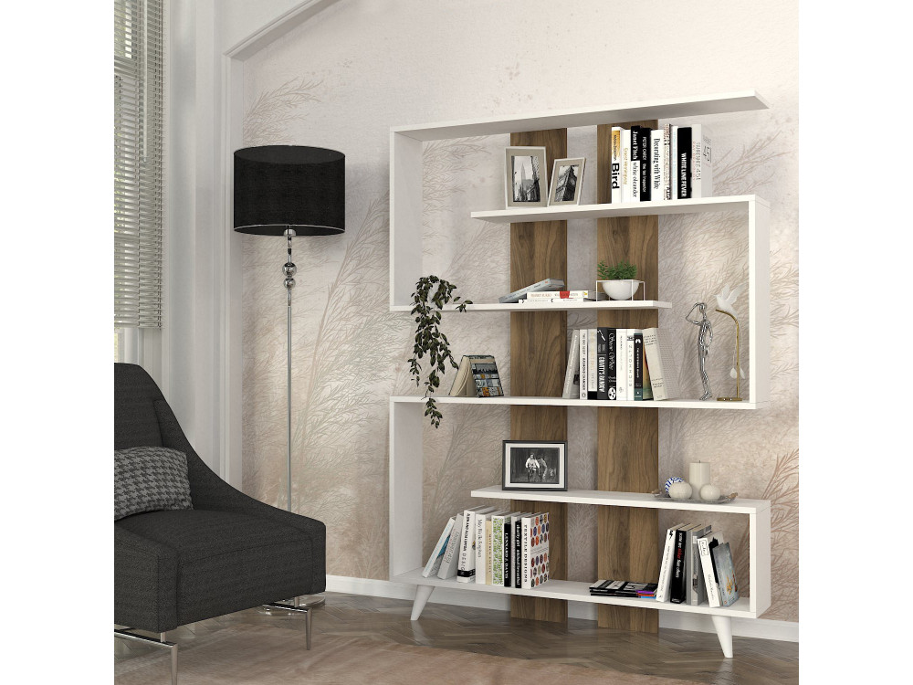 Holz Bücherregal "Rain" - 120 x 20 x 162 cm - Braun