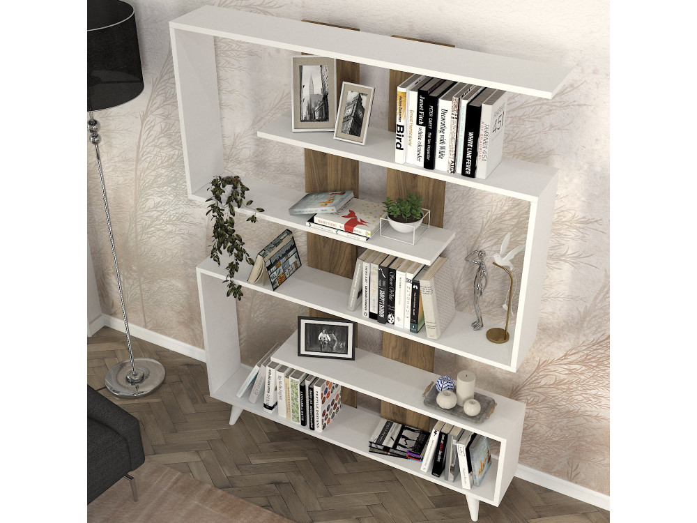 Holz Bücherregal "Rain" - 120 x 20 x 162 cm - Braun