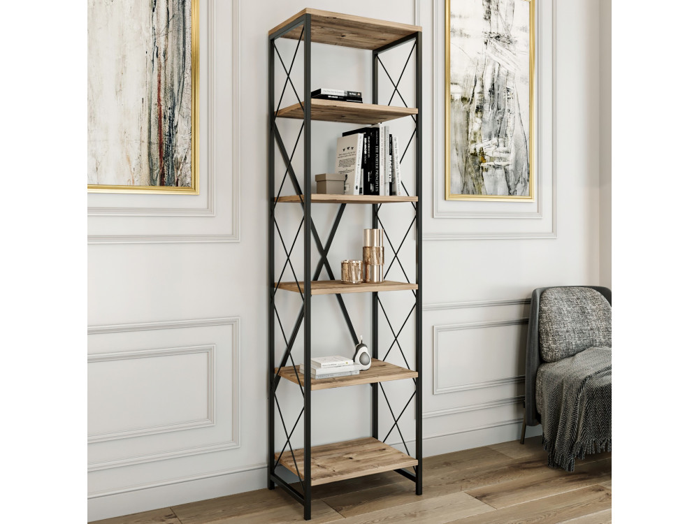 Holz Bücherregal "Suadiye" - 50 x 30 x 180 cm - Braun