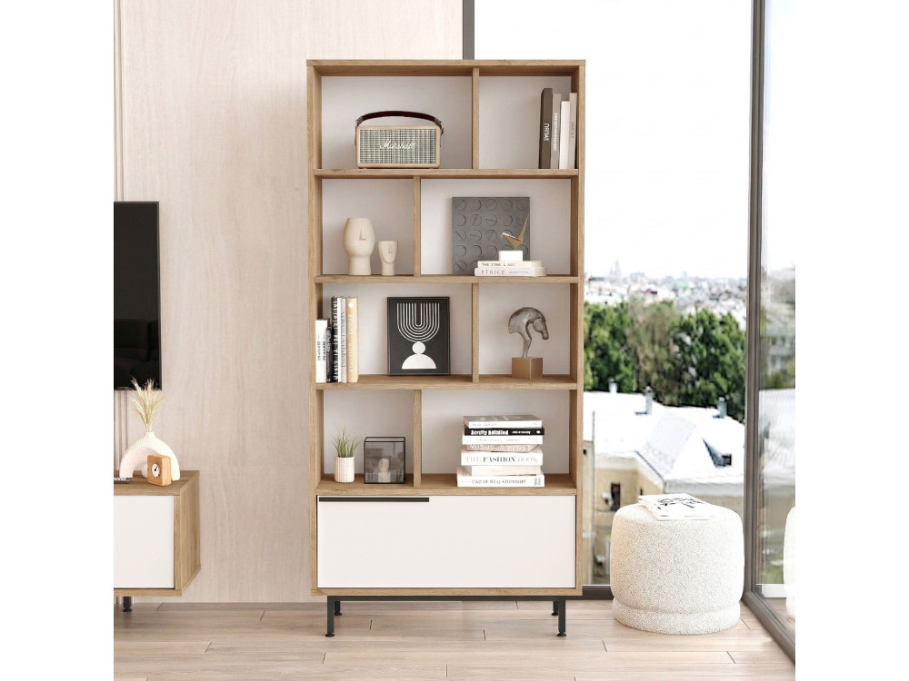 Bücherregal aus Holz "ON4-SW" - 84 x 30 x 176 cm - Weiß