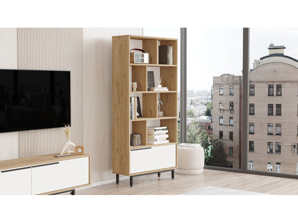 Bücherregal aus Holz "ON4-SW" - 84 x 30 x 176 cm - Weiß