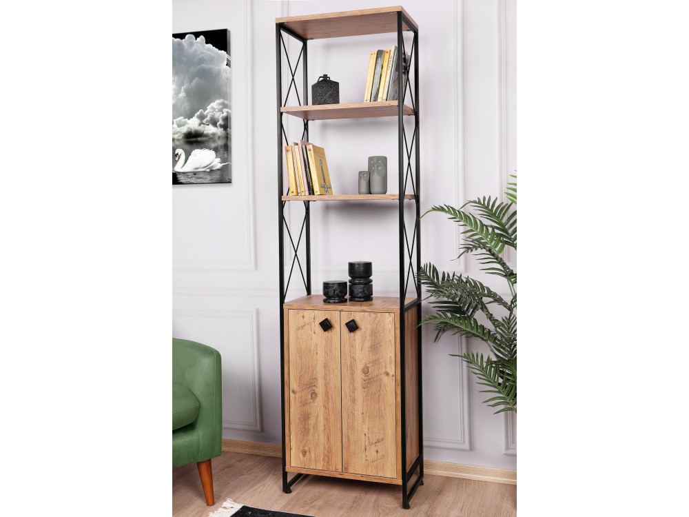 Holz Bücherregal "Tervel" - 49 x 30 x 180 cm - Braun