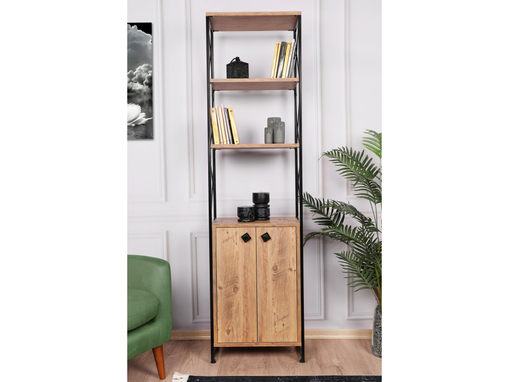 Holz Bücherregal "Tervel" - 49 x 30 x 180 cm - Braun