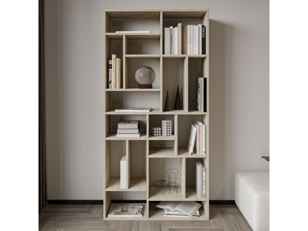 Bücherregal aus Holz "Nicola" - 90 x 30 x 180 cm - Travertin