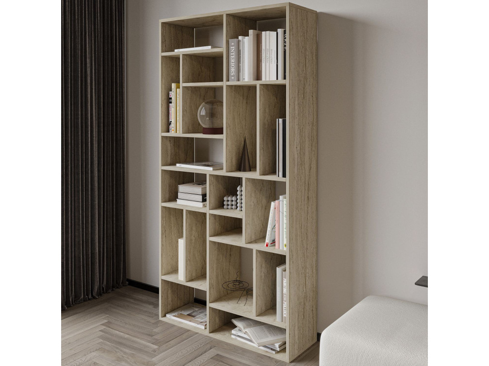 Bücherregal aus Holz "Nicola" - 90 x 30 x 180 cm - Travertin