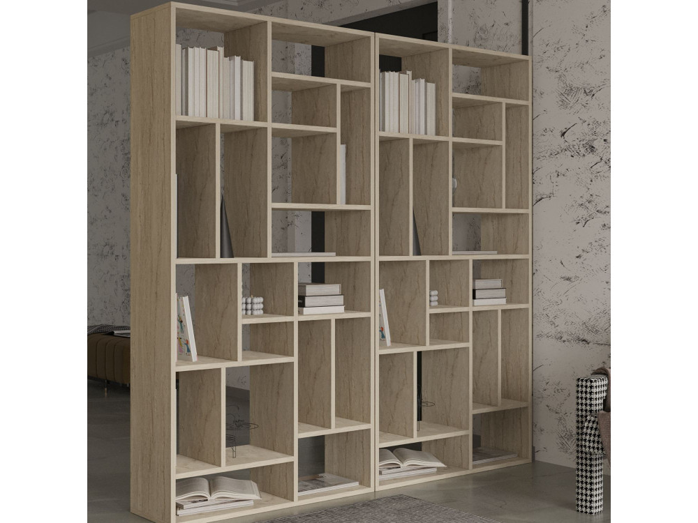 Bücherregal aus Holz "Nicola" - 90 x 30 x 180 cm - Travertin