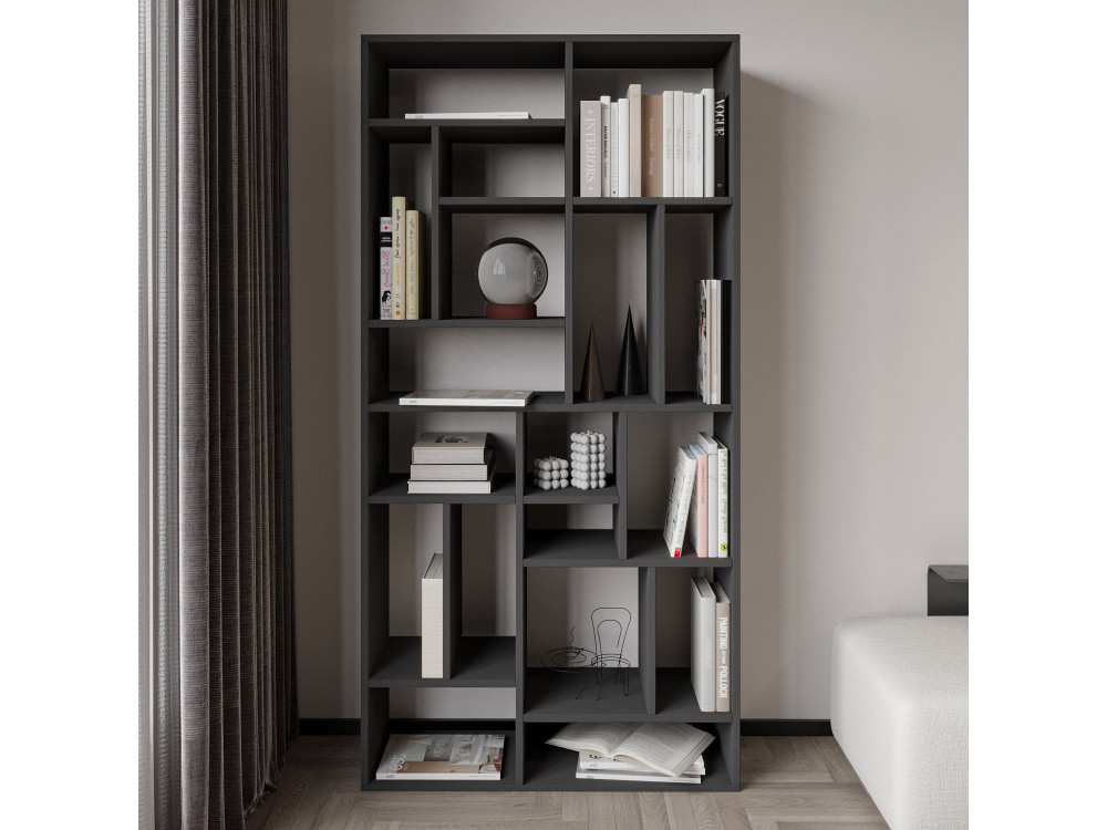 Holz Bücherregal "Nicola" - 90 x 30 x 180 cm - Anthrazitgrau