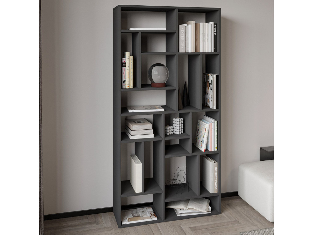 Holz Bücherregal "Nicola" - 90 x 30 x 180 cm - Anthrazitgrau