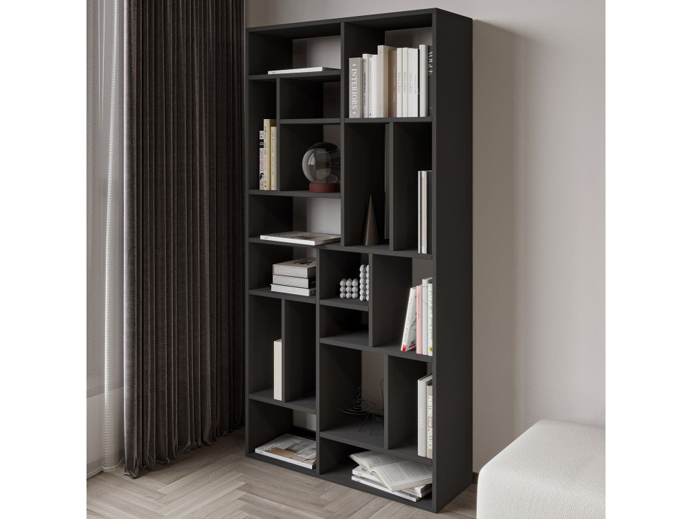 Holz Bücherregal "Nicola" - 90 x 30 x 180 cm - Anthrazitgrau