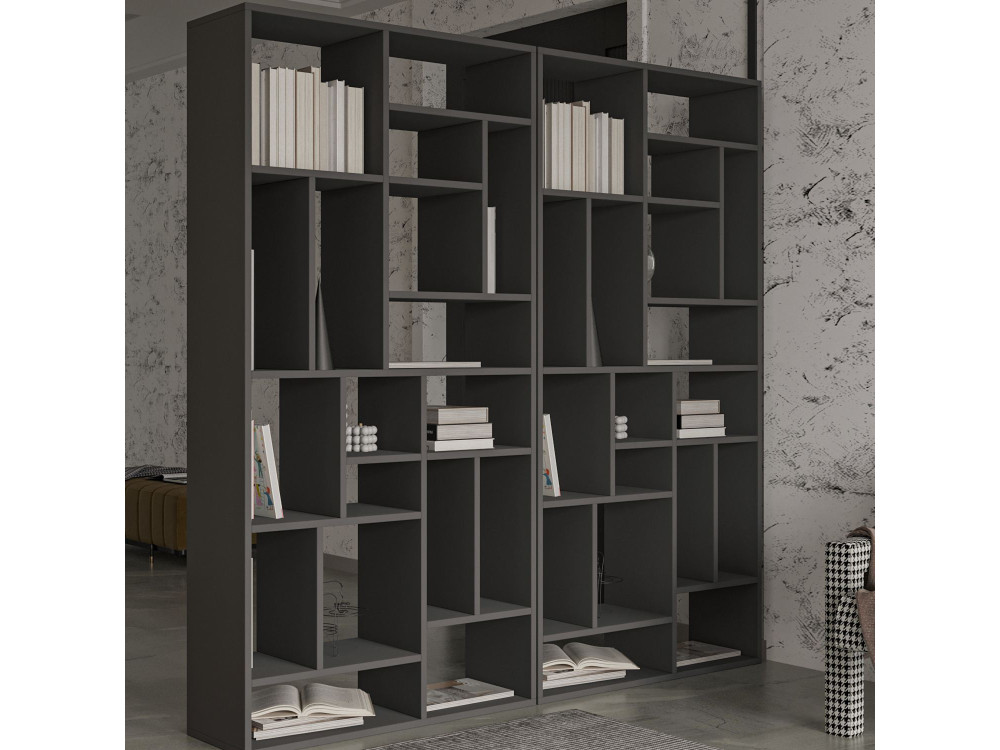 Holz Bücherregal "Nicola" - 90 x 30 x 180 cm - Anthrazitgrau