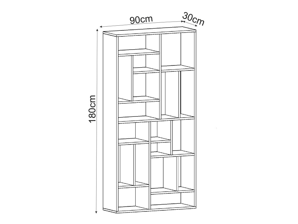 Holz Bücherregal "Nicola" - 90 x 30 x 180 cm - Anthrazitgrau