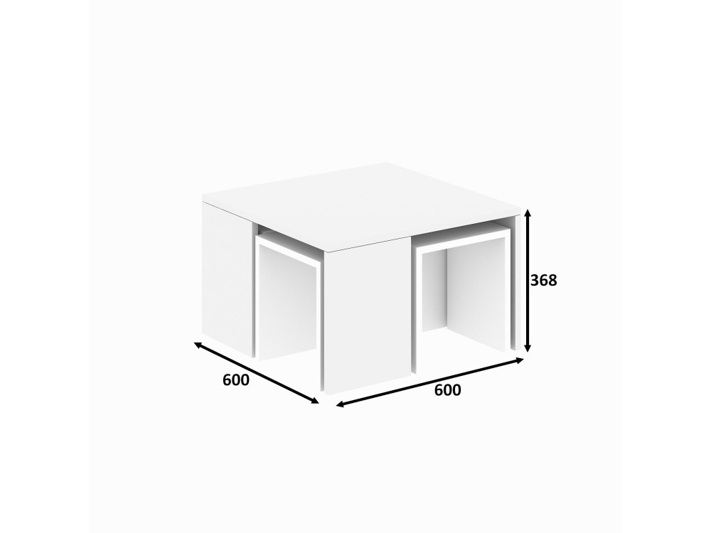 Couchtisch-Set aus Holz "Ortanca" - 60 x 60 x 37 cm - Weiß