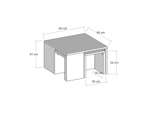 Couchtisch-Set aus Holz "Ortanca" - 60 x 60 x 37 cm - Eiche Saphir