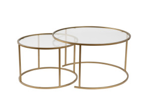 2er-Set Couchtische aus Metall "Aurum" - 80 x 80 x 43 cm - Transparent Gold