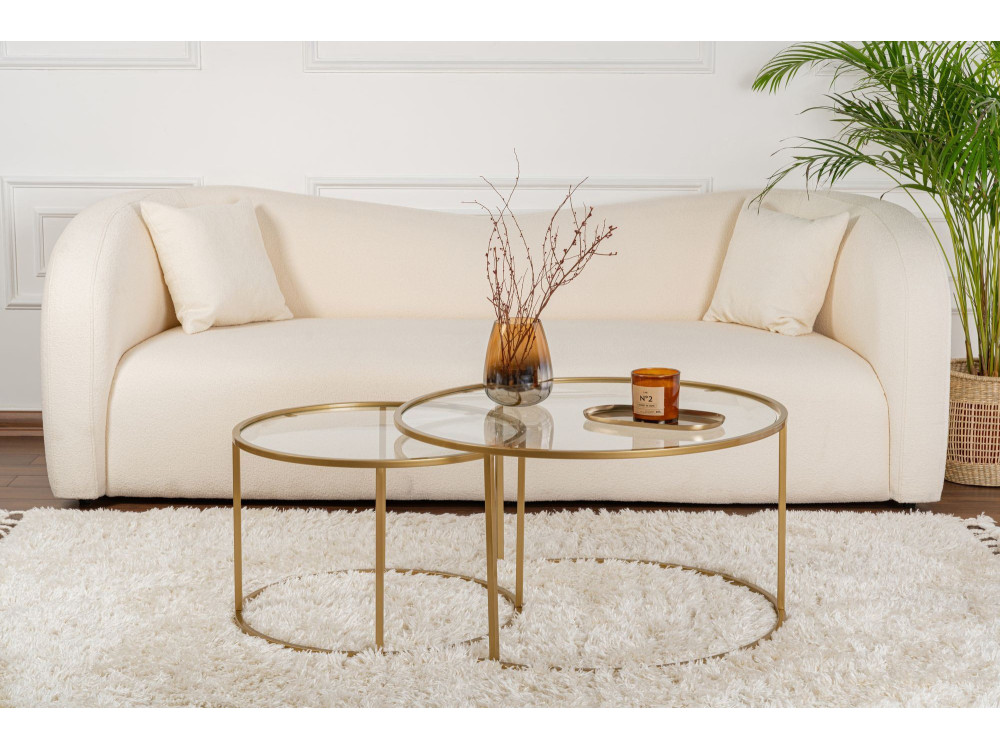 2er-Set Couchtische aus Metall "Aurum" - 80 x 80 x 43 cm - Transparent Gold