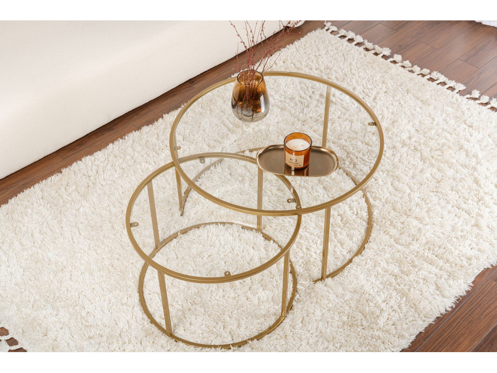 2er-Set Couchtische aus Metall "Aurum" - 80 x 80 x 43 cm - Transparent Gold