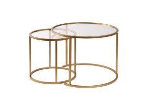 2er-Set Couchtische aus Metall "Aurum" - 60 x 60 x 43 cm - Transparent Gold
