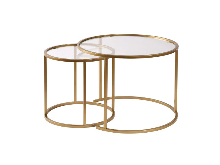2er-Set Couchtische aus Metall "Aurum" - 60 x 60 x 43 cm - Transparent Gold