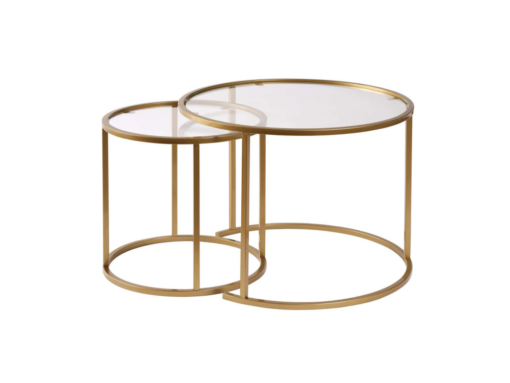 2er-Set Couchtische aus Metall "Aurum" - 60 x 60 x 43 cm - Transparent Gold