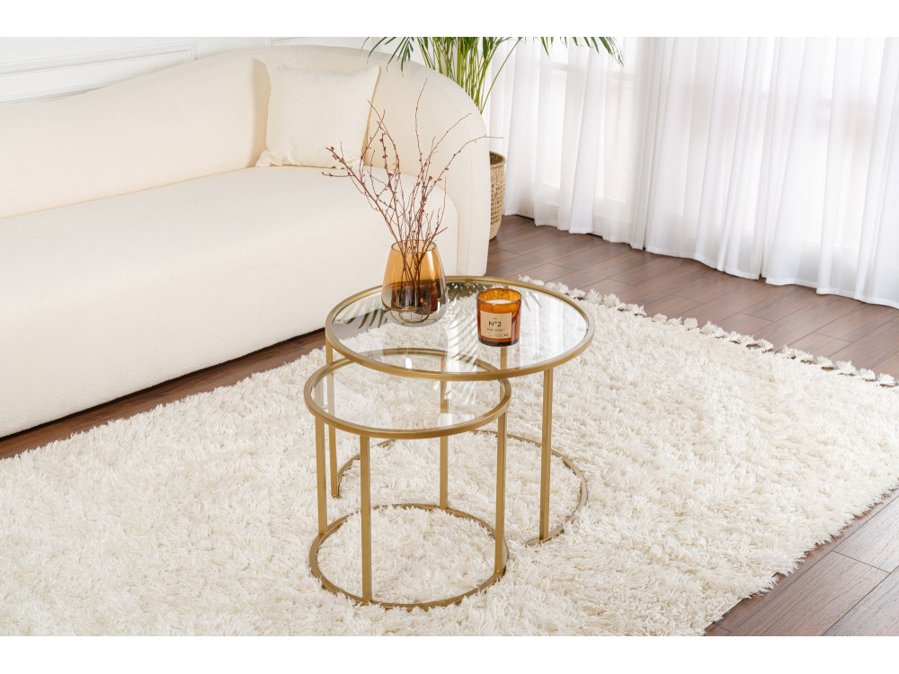 2er-Set Couchtische aus Metall "Aurum" - 60 x 60 x 43 cm - Transparent Gold