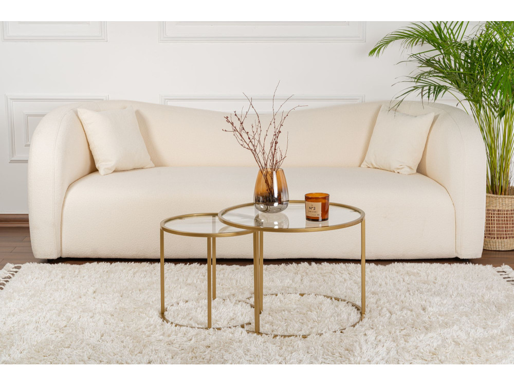 2er-Set Couchtische aus Metall "Aurum" - 60 x 60 x 43 cm - Transparent Gold