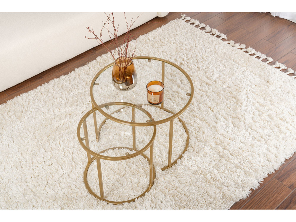 2er-Set Couchtische aus Metall "Aurum" - 60 x 60 x 43 cm - Transparent Gold