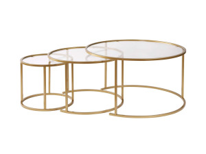 3er-Set Couchtische aus Metall "Aurum" - 80 x 80 x 43 cm - Transparent Gold