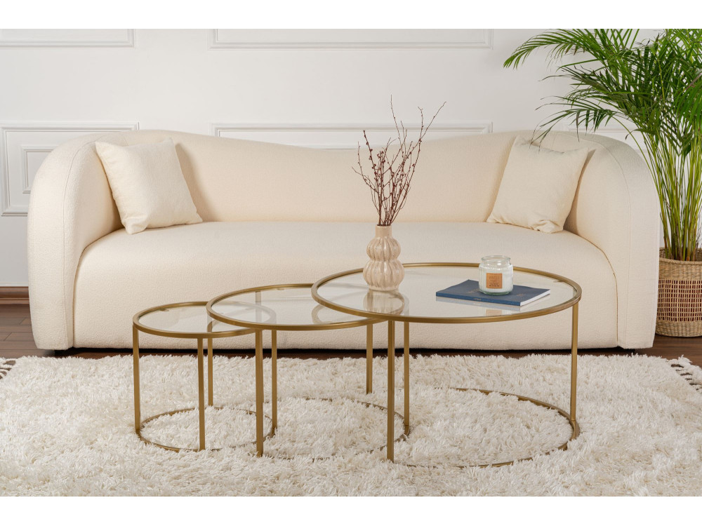 3er-Set Couchtische aus Metall "Aurum" - 80 x 80 x 43 cm - Transparent Gold