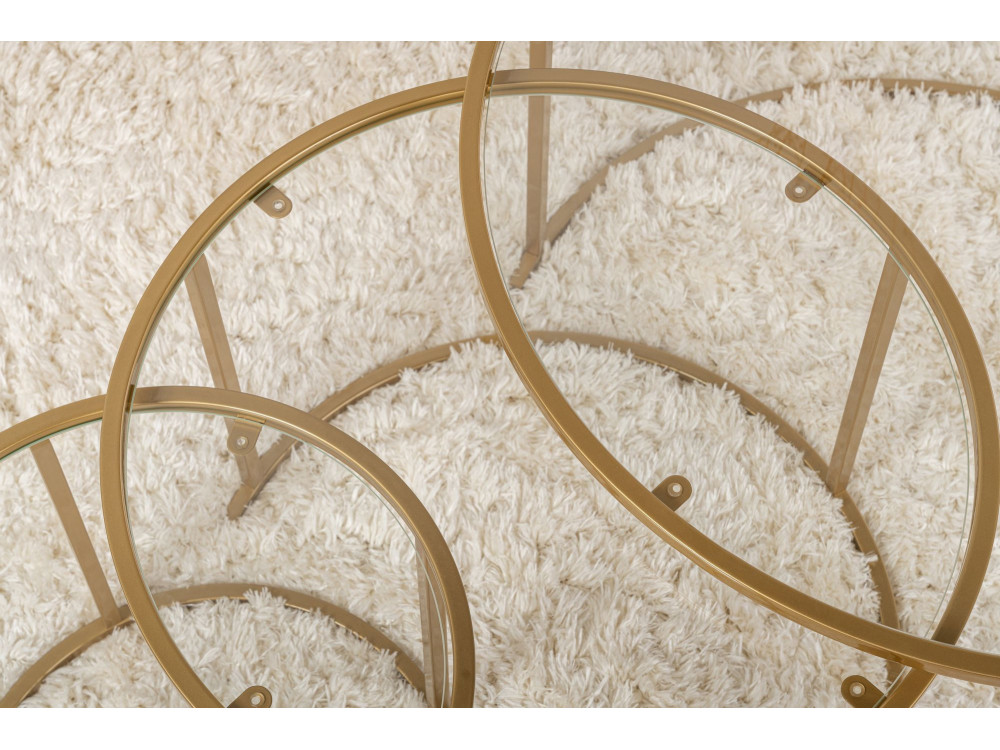 3er-Set Couchtische aus Metall "Aurum" - 80 x 80 x 43 cm - Transparent Gold