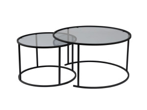 2er-Set Couchtische aus Metall "Aurum" - 80 x 80 x 43 cm - Schwarz Grau