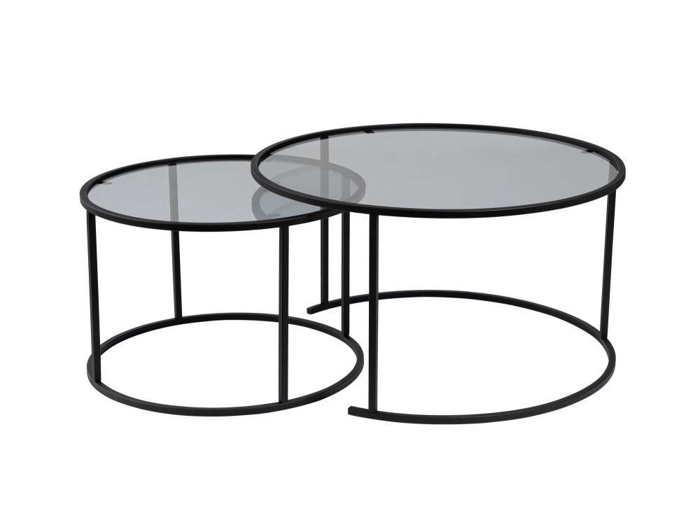 2er-Set Couchtische aus Metall "Aurum" - 80 x 80 x 43 cm - Schwarz Grau