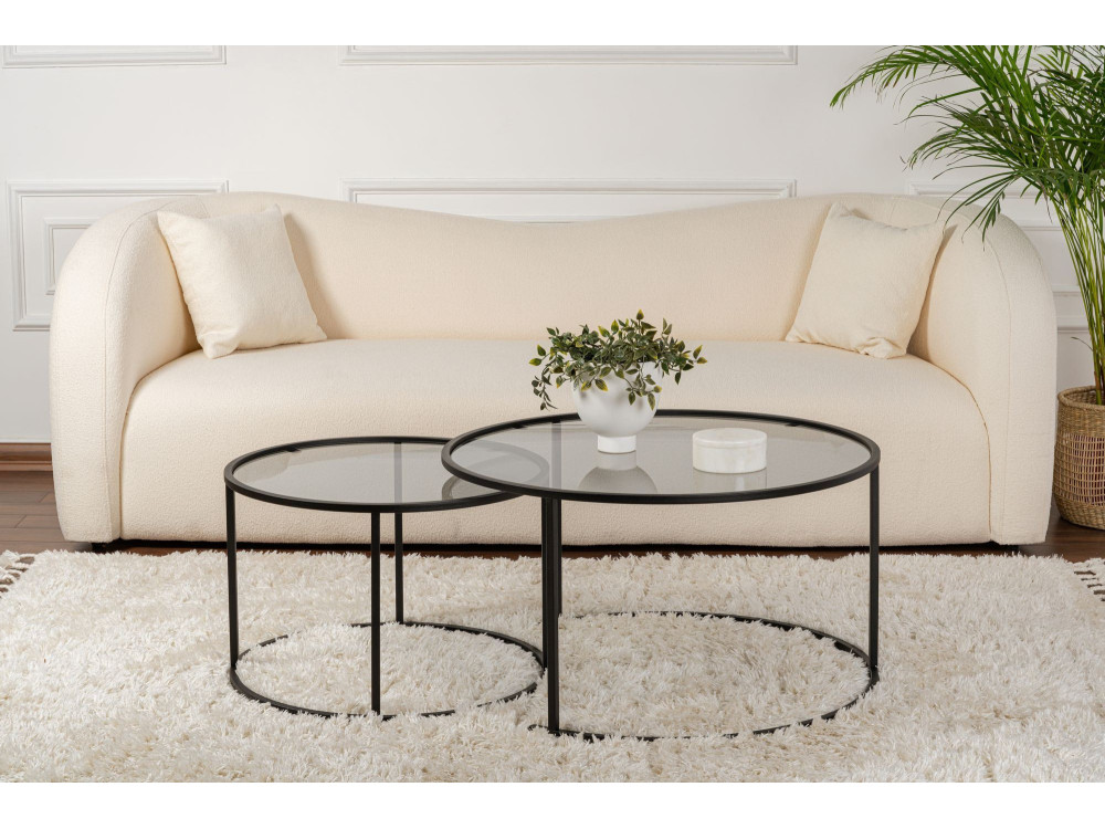 2er-Set Couchtische aus Metall "Aurum" - 80 x 80 x 43 cm - Schwarz Grau