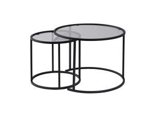 2er-Set Couchtische aus Metall "Aurum" - 60 x 60 x 43 cm - Schwarz Grau