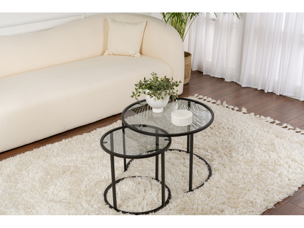 2er-Set Couchtische aus Metall "Aurum" - 60 x 60 x 43 cm - Schwarz Grau